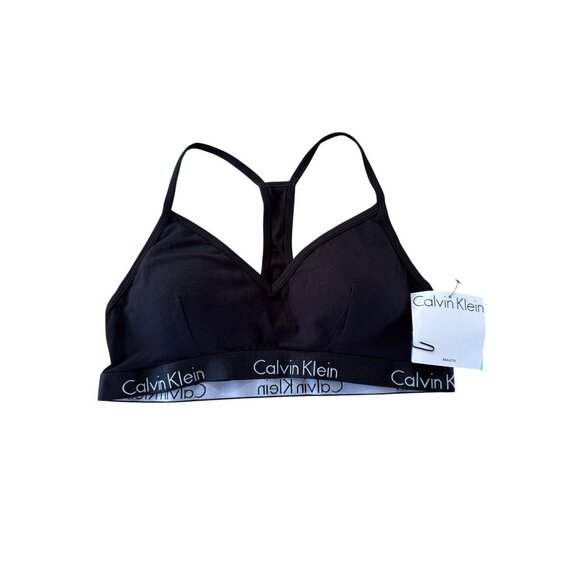 Calvin Klein Bra Womens Large Bralette Black Racerback - Picture 1 of 3